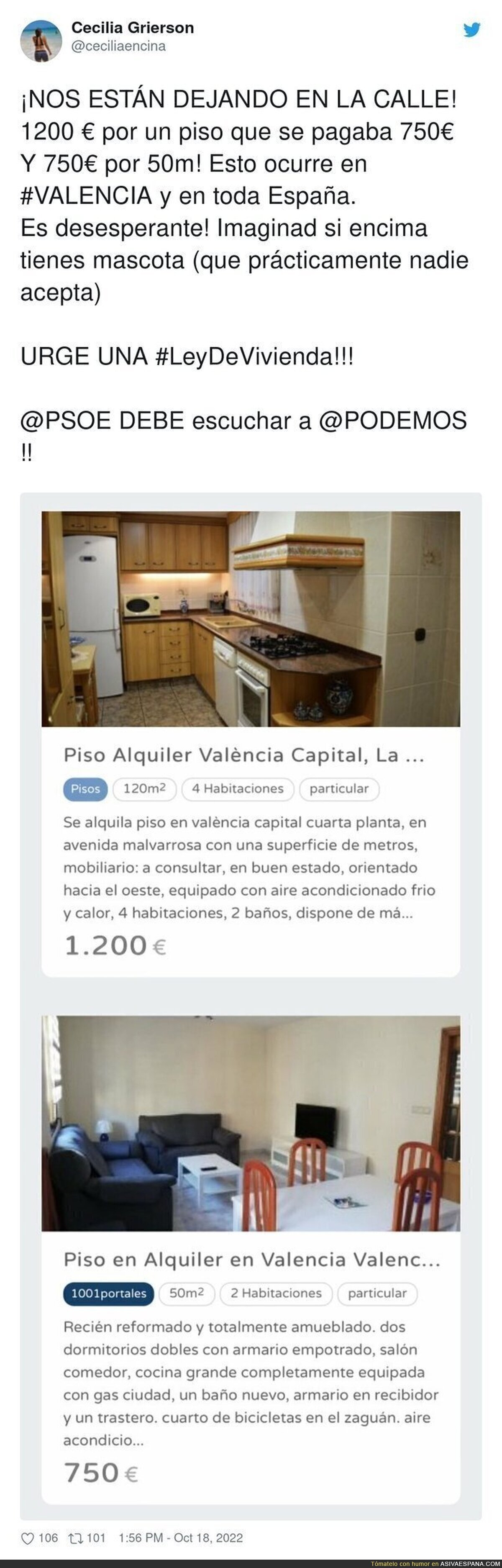 Atención al cambio de precio de este piso de 50m2 en Valencia de un momento a otro
