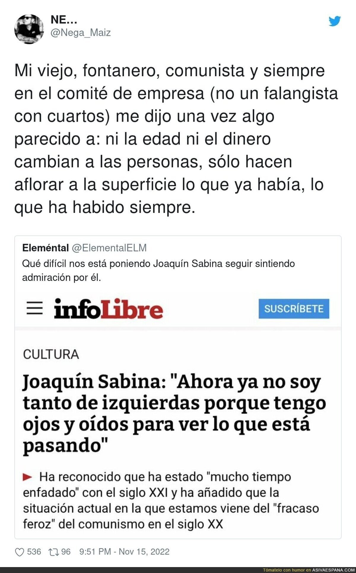 Joaquín Sabina destapa al fin su verdadera ideología