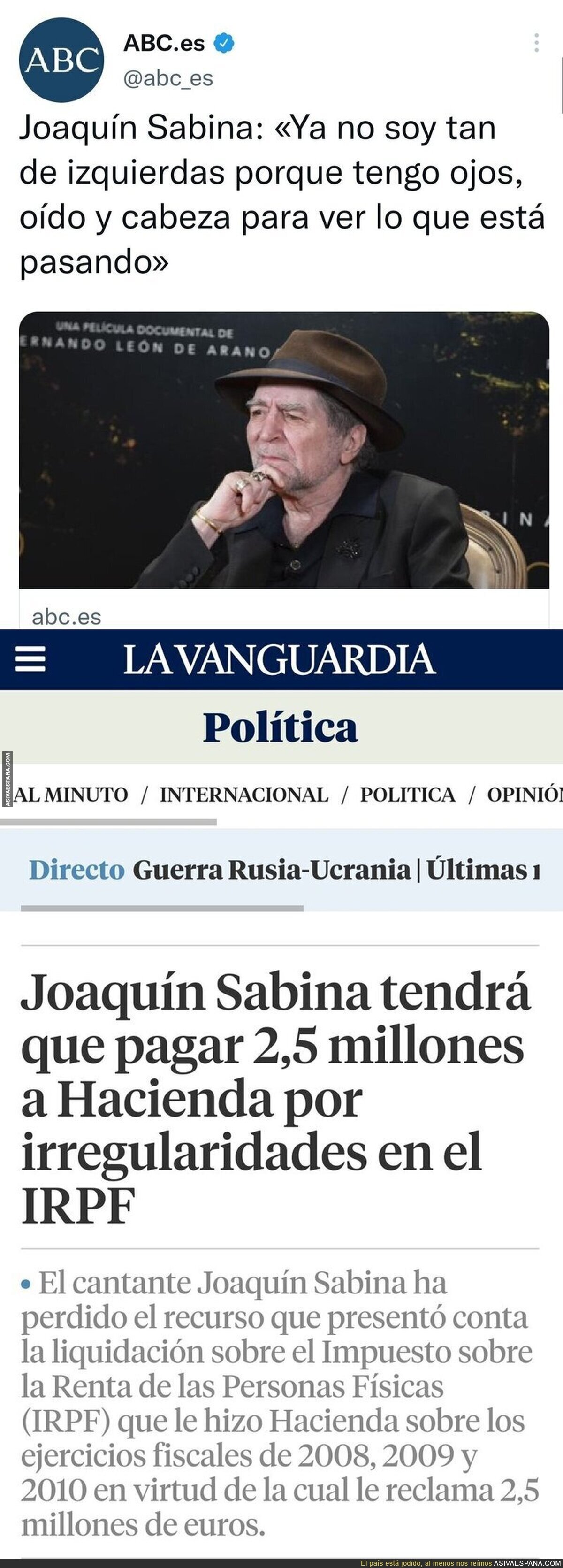 La noticia que confirma que Joaquín Sabina no es de izquierdas