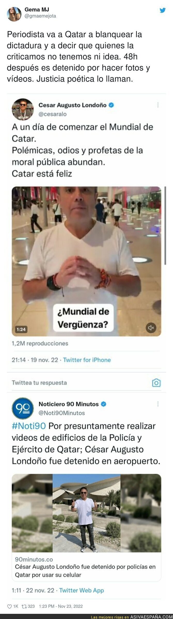 El karma actúa en Qatar contra los periodistas que iban a blanquear el país