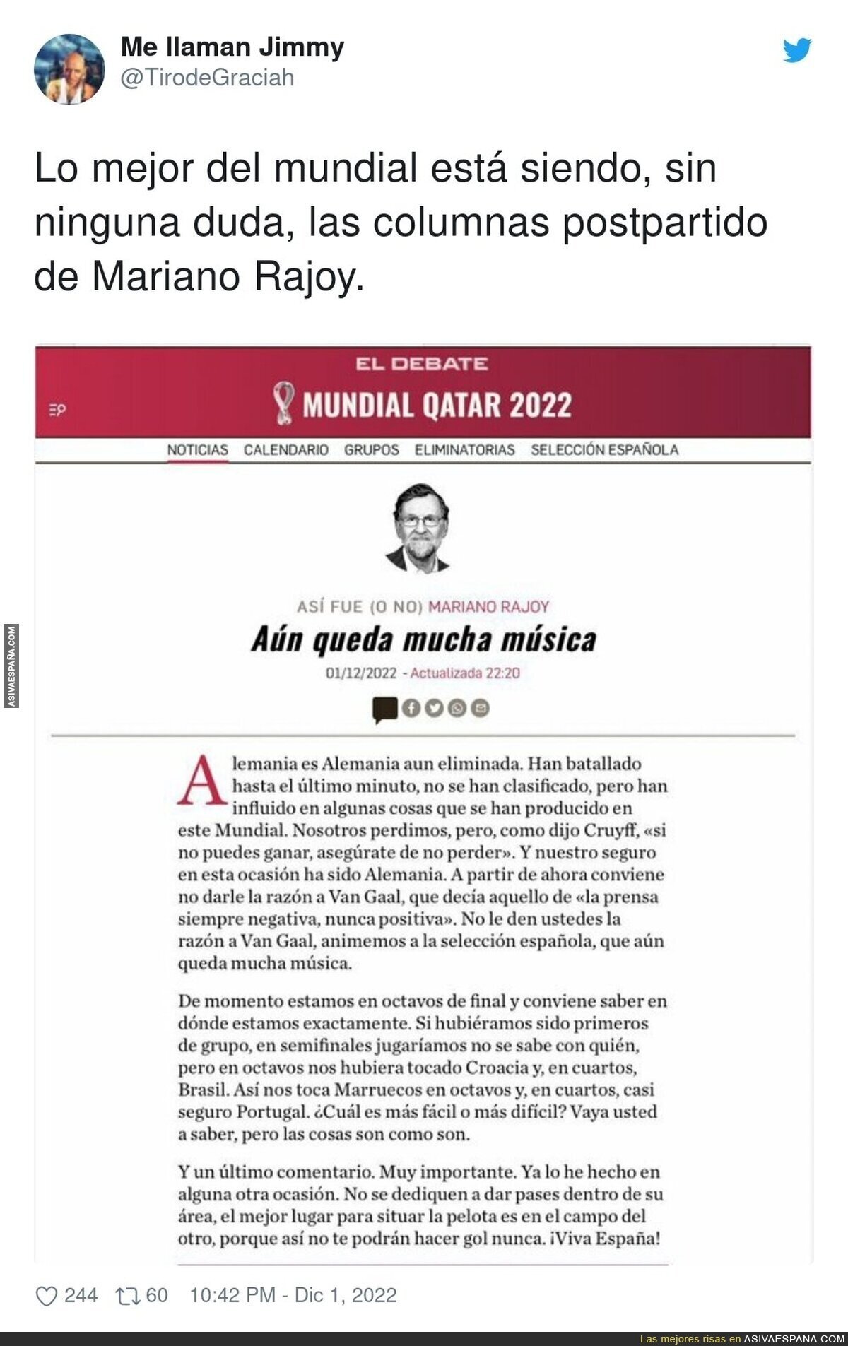 El surrealismo en estado puro de las columnas de Rajoy durante el Mundial