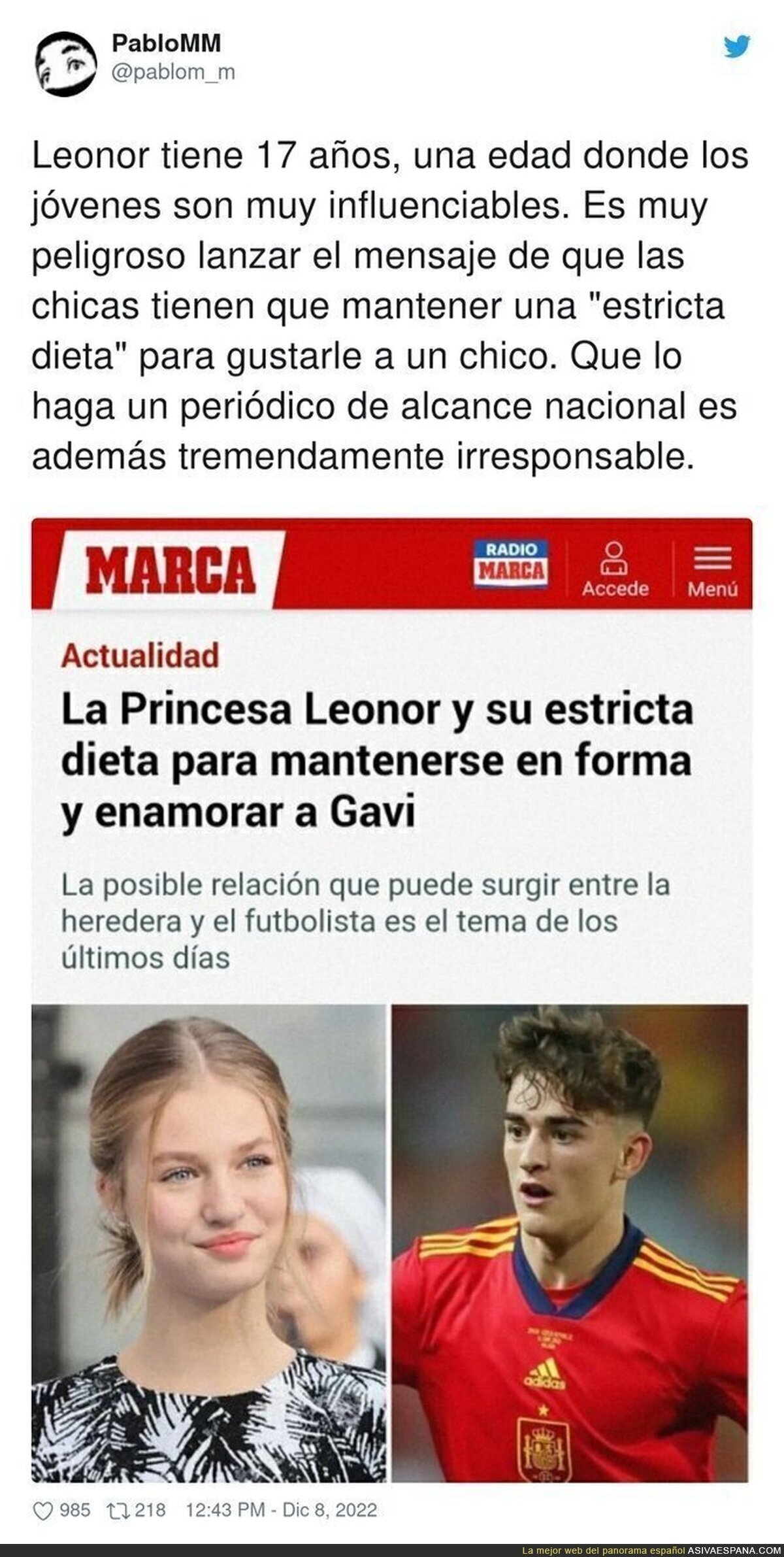 El peligroso titular de MARCA hacia la Princesa Leonor