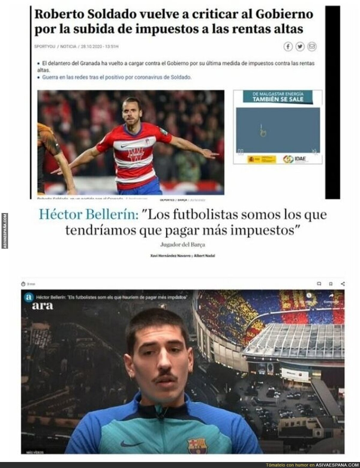 Diferencias entre Héctor Bellerín y Roberto Soldado