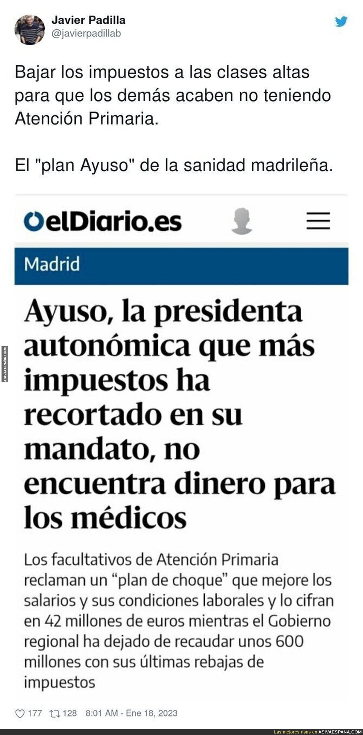 Todo bien en Madrid en temas de Sanidad gracias a Ayuso