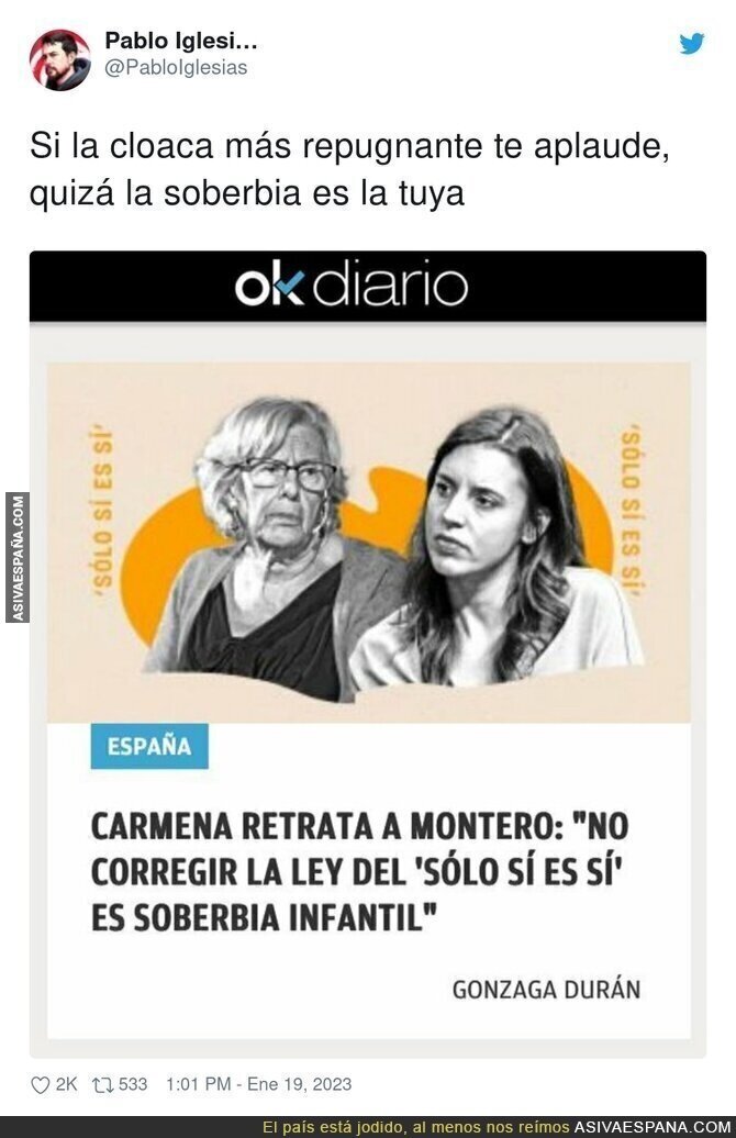 Pablo Iglesias sobre las palabras de Manuela Carmena