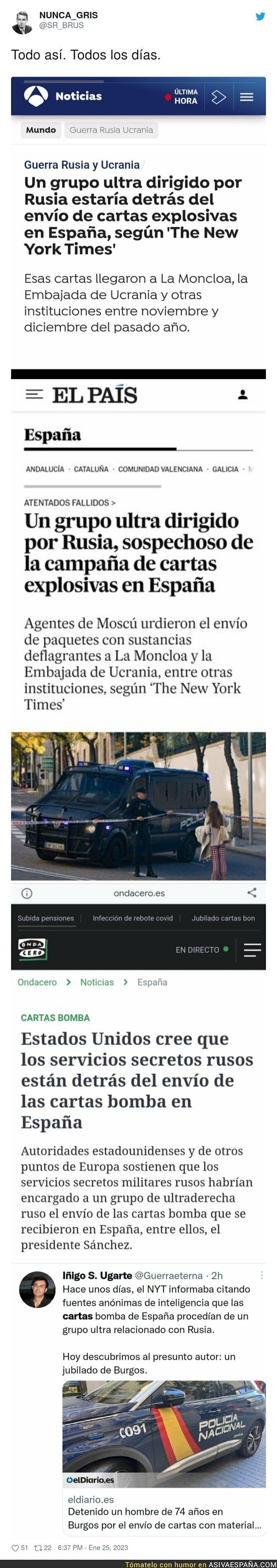 Así es como los medios culpan a Rusia y al final el culpable era un señor jubilado de Burgos