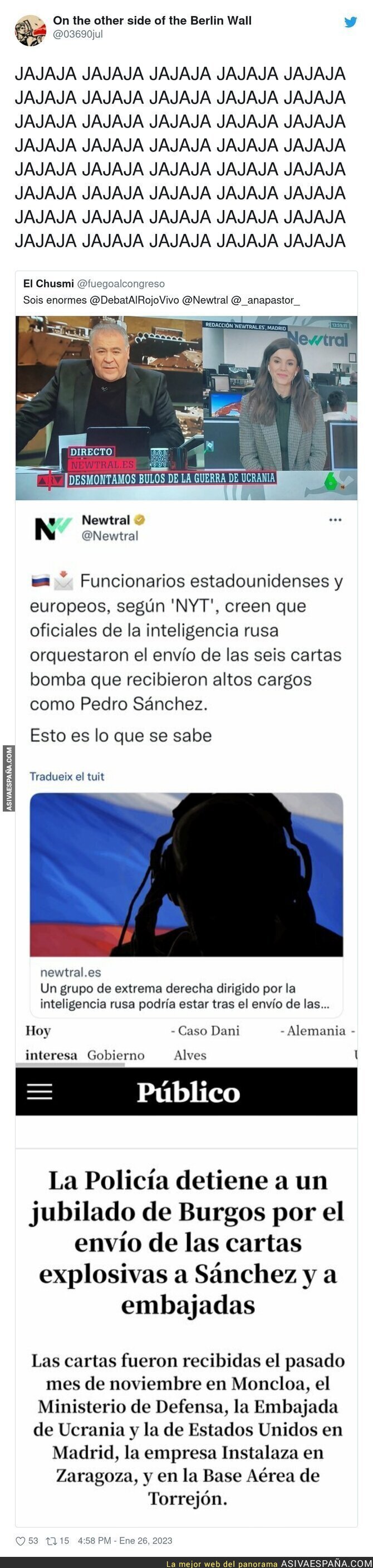 El medio de verificación Newtral hace el ridículo del año con esta información sobre cartas bomba a Pedro Sánchez