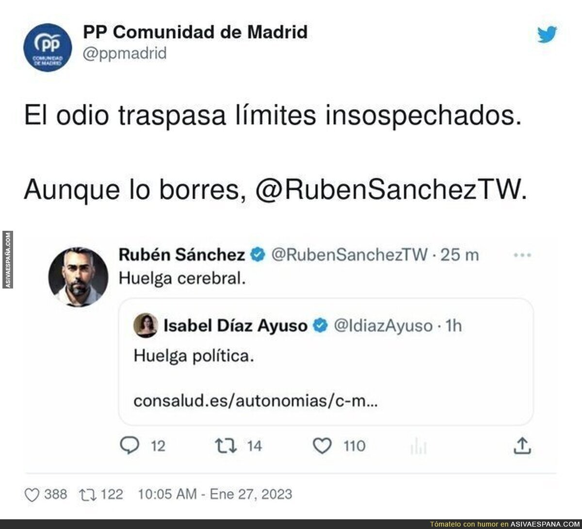 El PP de Madrid se pica con Rubén Sánchez