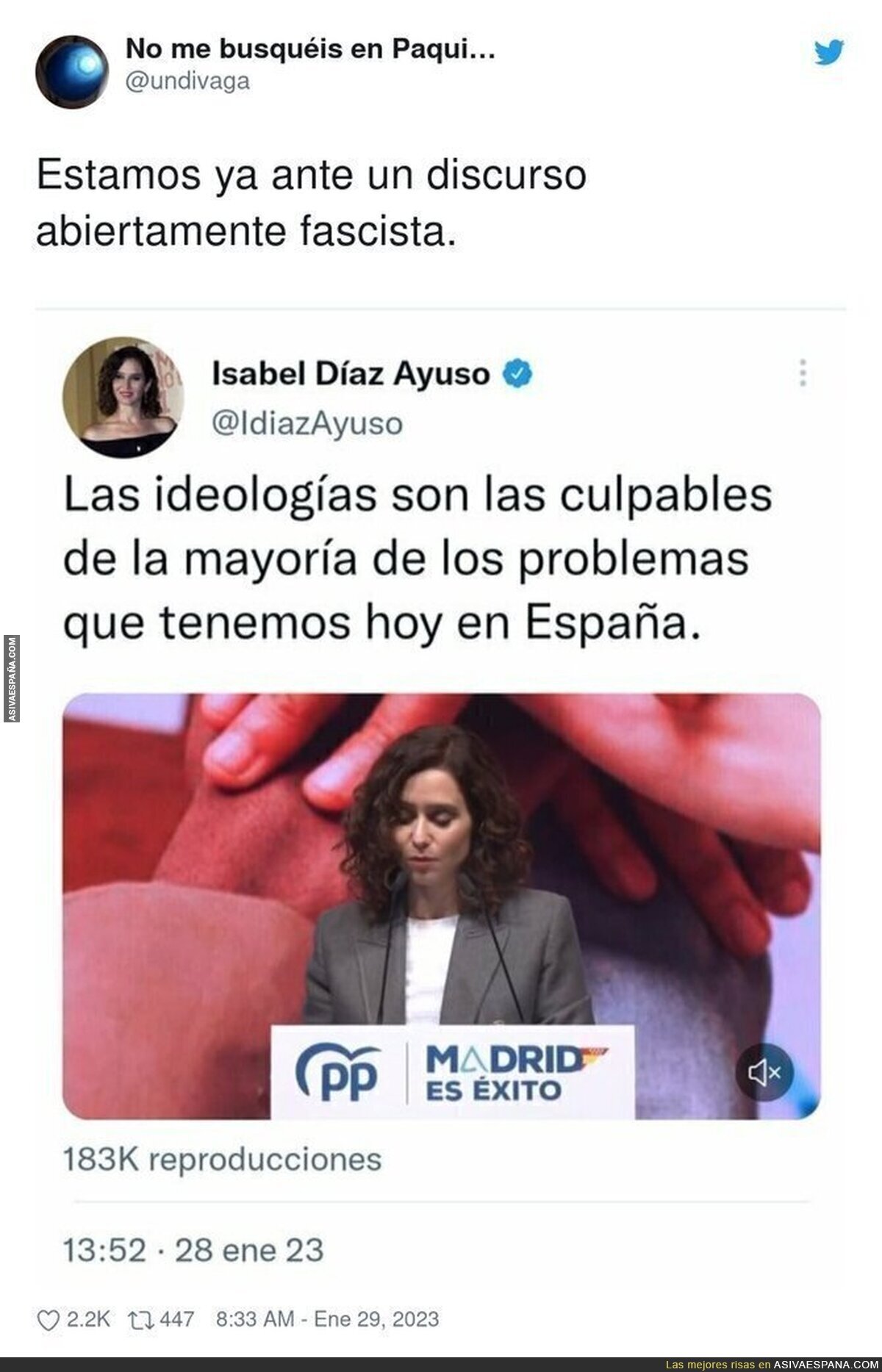 Isabel Díaz Ayuso saca la patita fascista