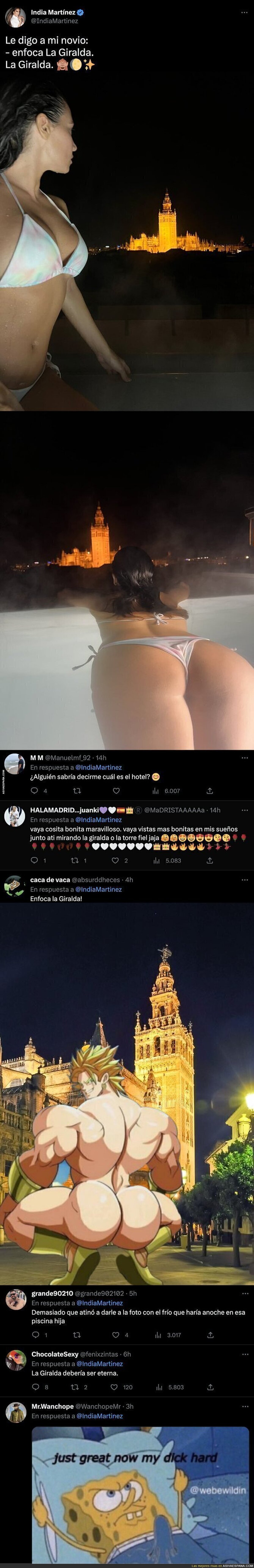 La cantante India Martínez sorprende a todos sus seguidores enseñando el culo en la Giralda