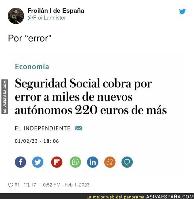 Un error de la Seguridad Social