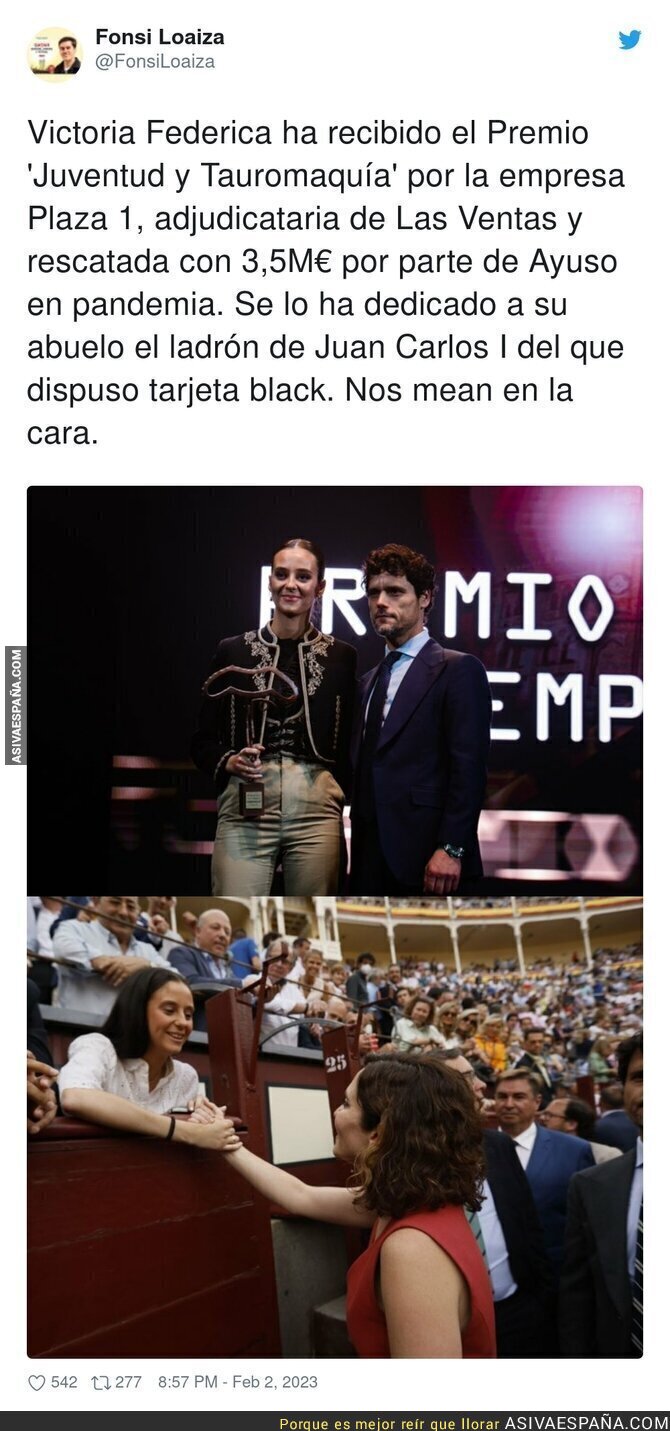 Así se ríen de España en unos premios taurinos
