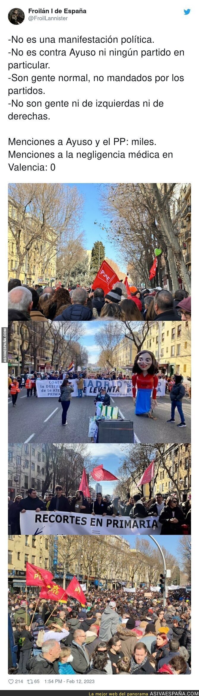 Una manifestación que no va dirigida a nadie, claro