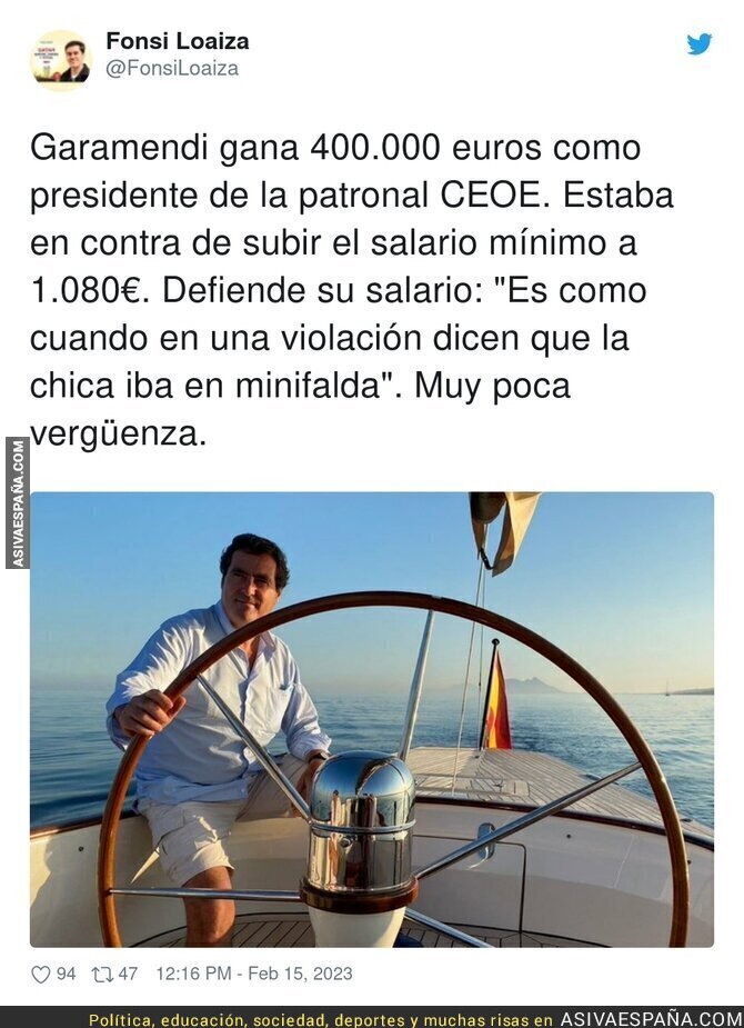 Garamendi tiene muy poca vergüenza