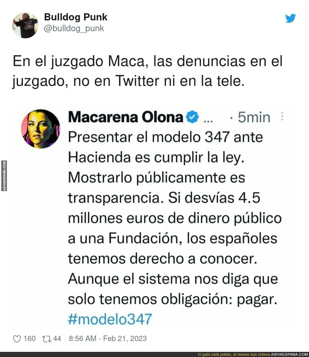 Macarena Olona sigue señalando a VOX aunque no se atreve a denunciarlo