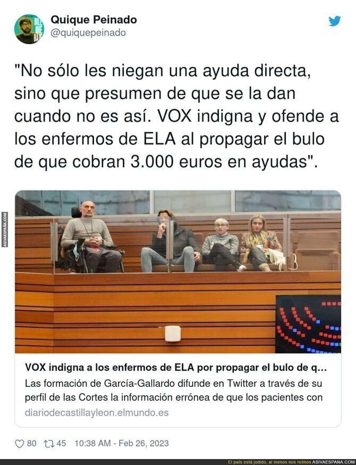 VOX ofende a los enfermos de ELA