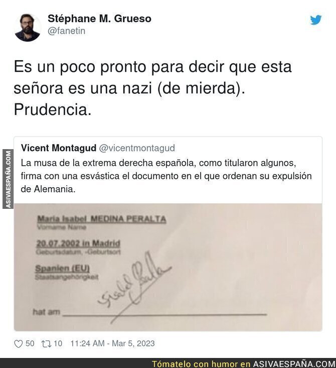 Isabel Peralta y su polémica forma de firmar
