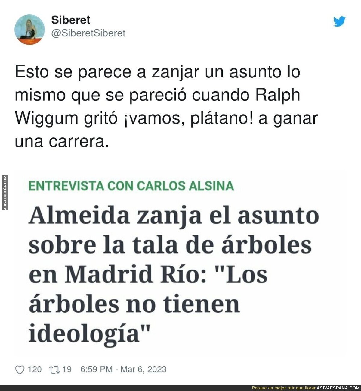 José Luis Martínez Almeida y su gran frase sobre la tala de árboles