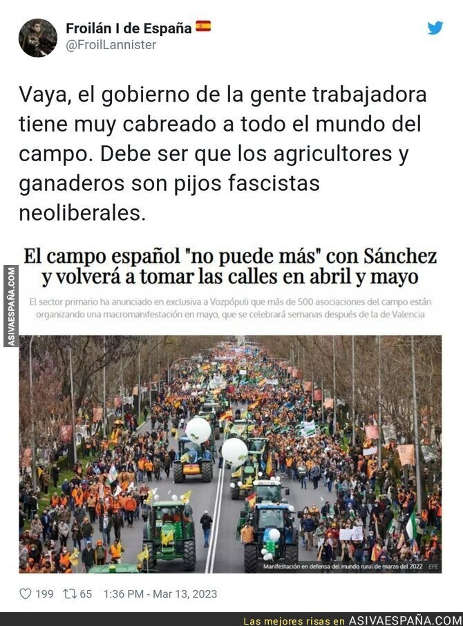 El campo se ha cansado de Pedro Sánchez