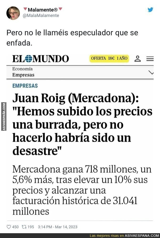 Juan Roig tiene la cara muy dura