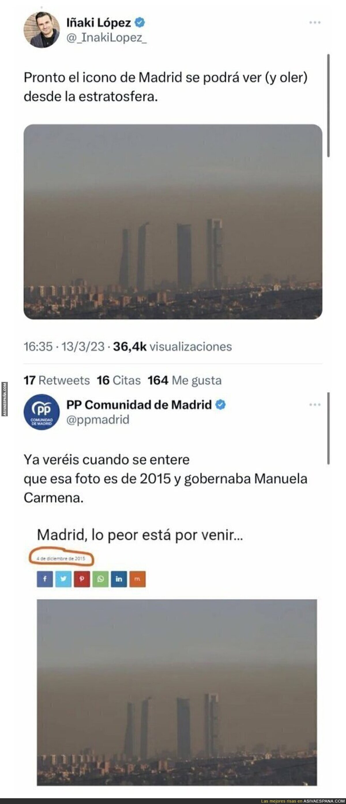 El periodista Iñaki López se queja de la contaminación de Madrid y recibe un revés inesperado