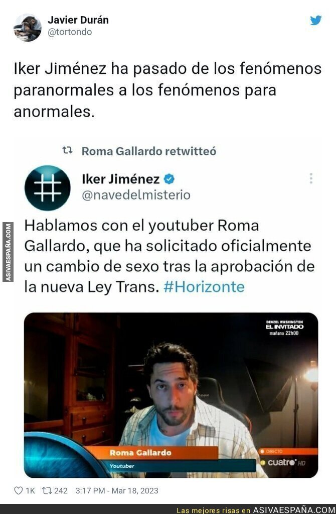Menudo giro más curioso ha pegado el programa de Iker Jiménez