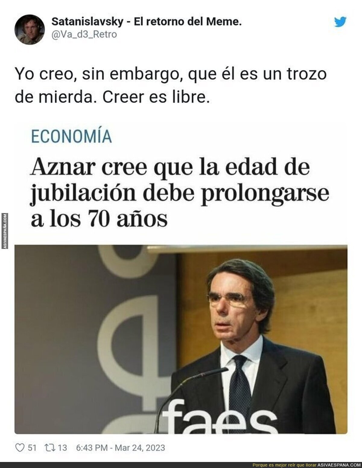 Aznar no tiene escrúpulos por la gente