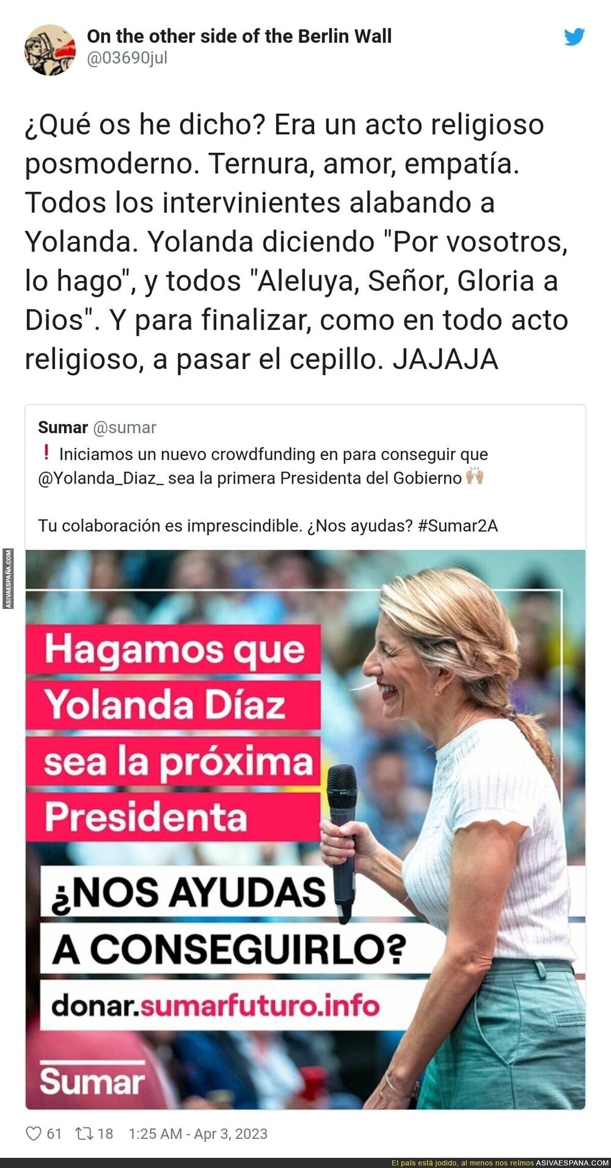 Yolanda quiere limosna