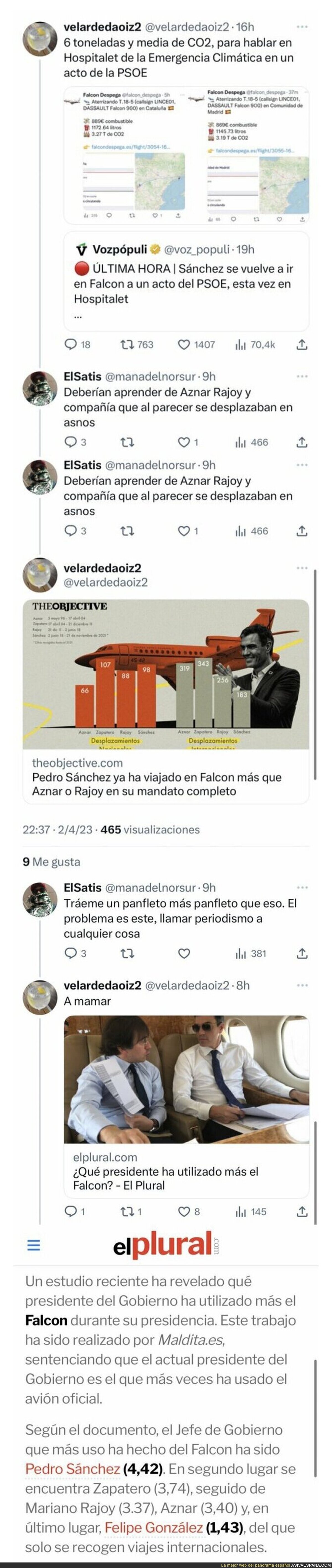 Pedro Sánchez usa más el Falcon que cualquier otro presidente