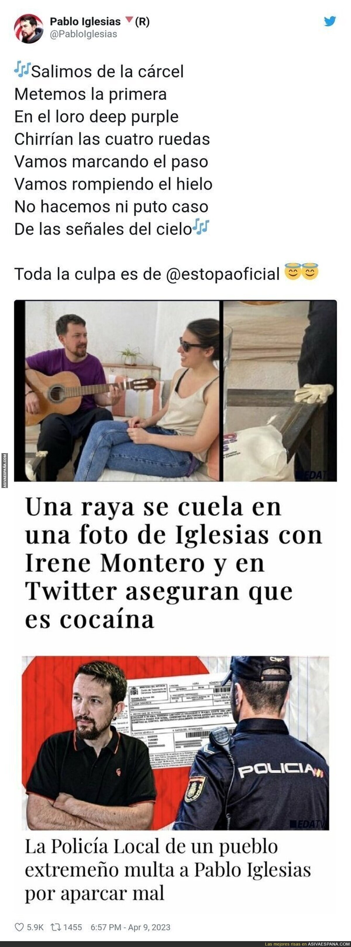 Pablo Iglesias se toma a broma la supuesta foto con cocaina que al final era un bolso