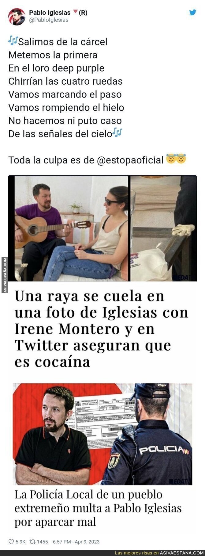 Pablo Iglesias se toma a broma la supuesta foto con cocaina que al final era un bolso