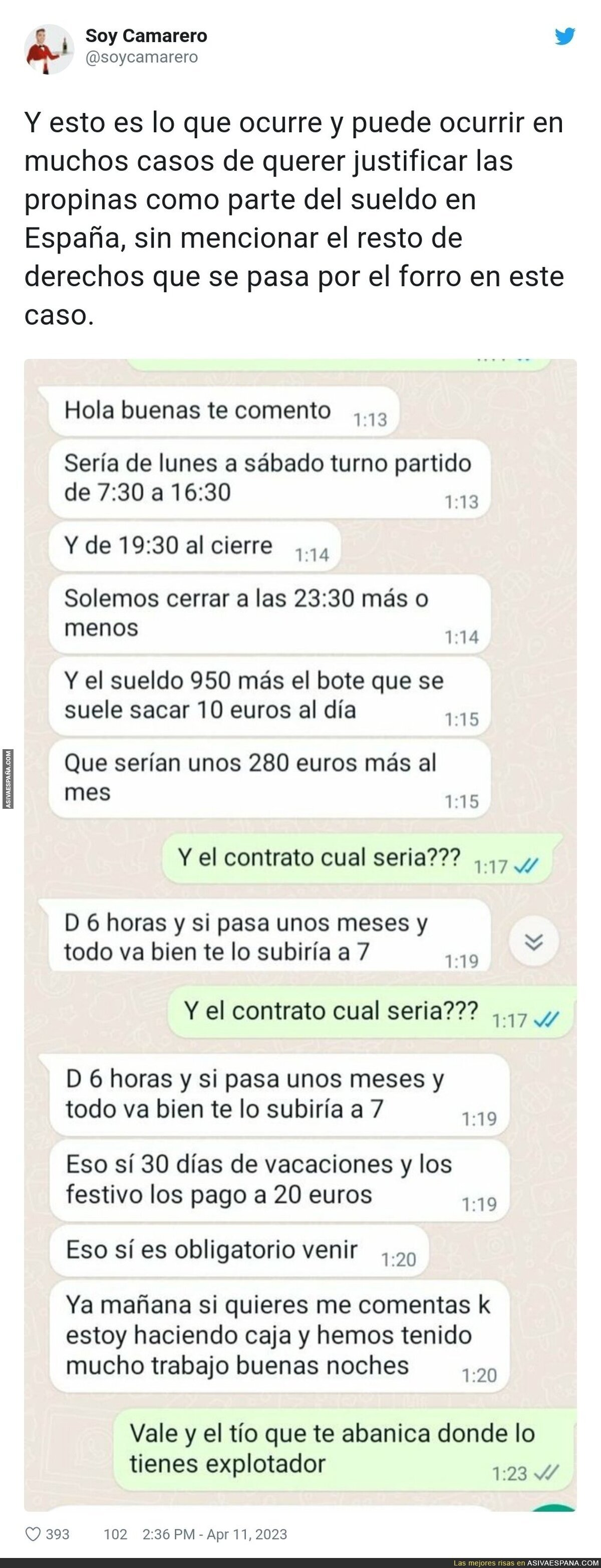 Así es el típico explotador que contrata en un bar