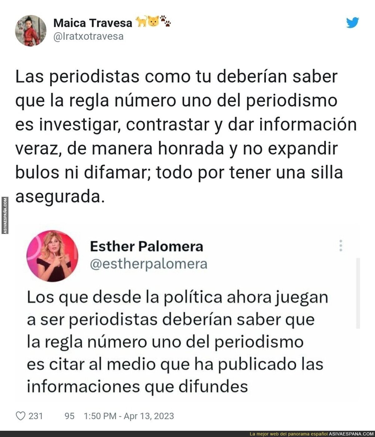 Una lección para Esther Palomera