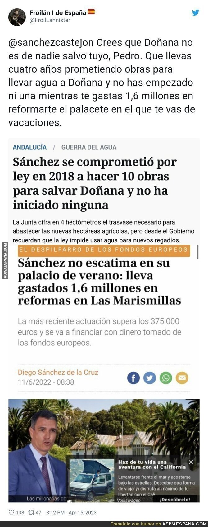 Las promesas de Pedro Sánchez sobre Doñana