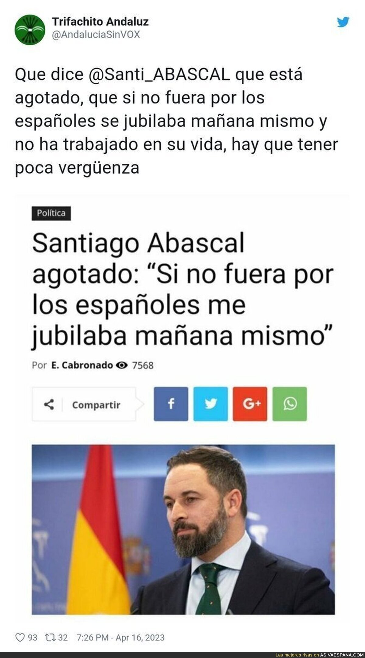 Santiago Abascal y su agotadora vida en la política haciendo nada