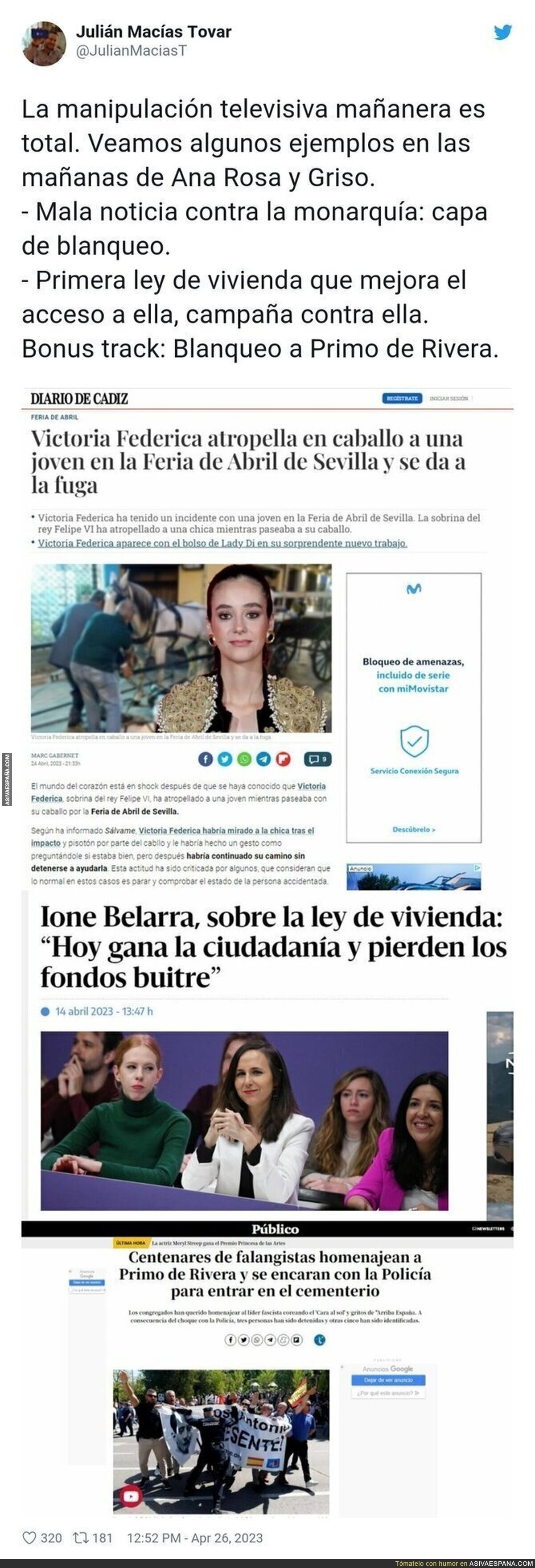 Así está la prensa a diario en España manipulando