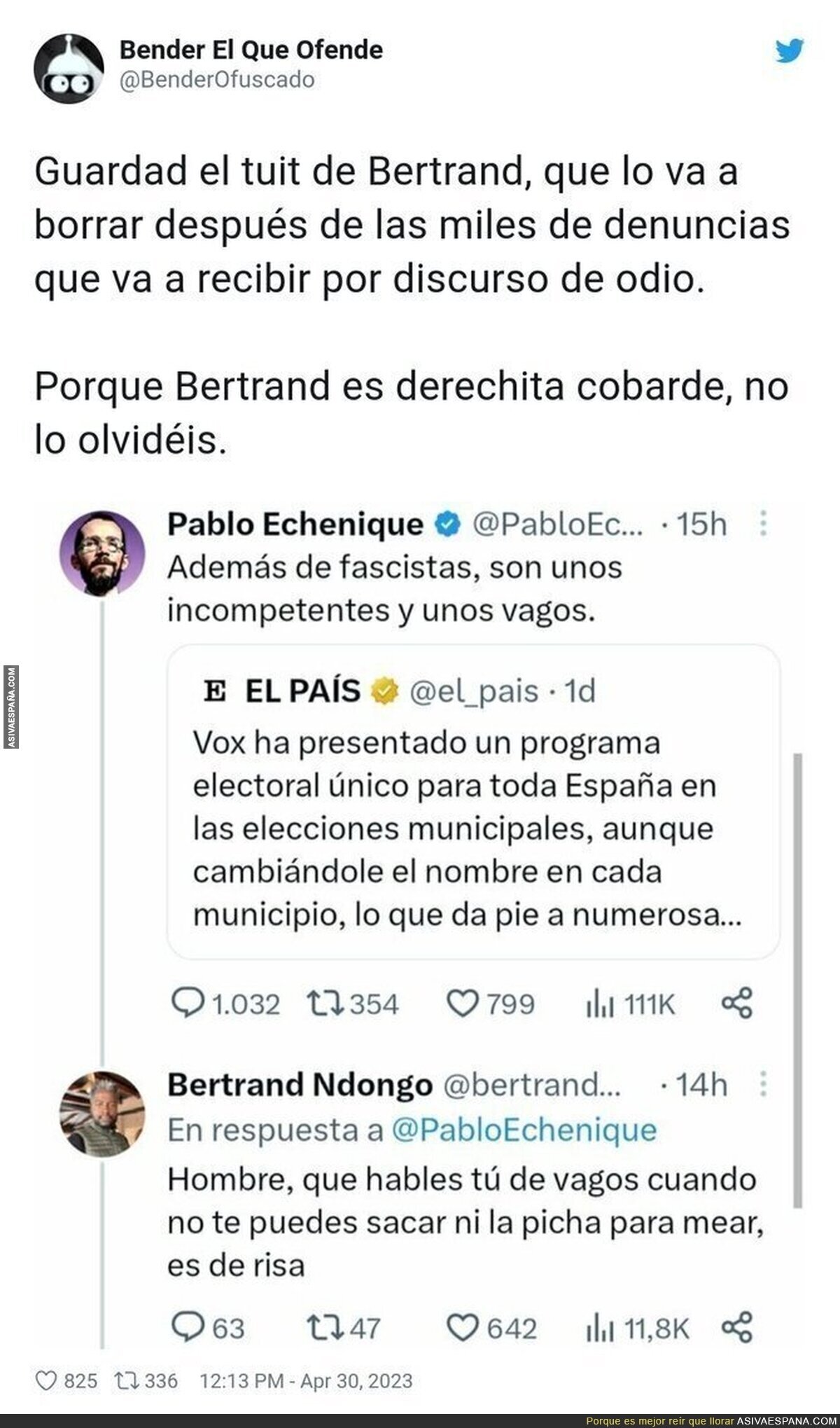 Bertrand Mondongo es un ser despreciable tras esta respuesta a Pablo Echenique