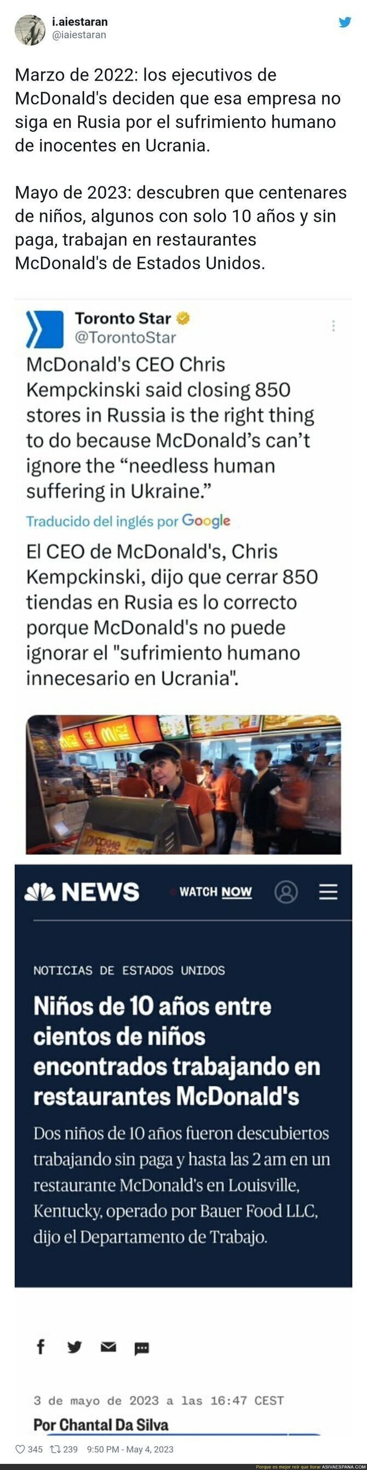 Así funciona McDonald's y su doble rasero depende si es Rusia o Estados Unidos