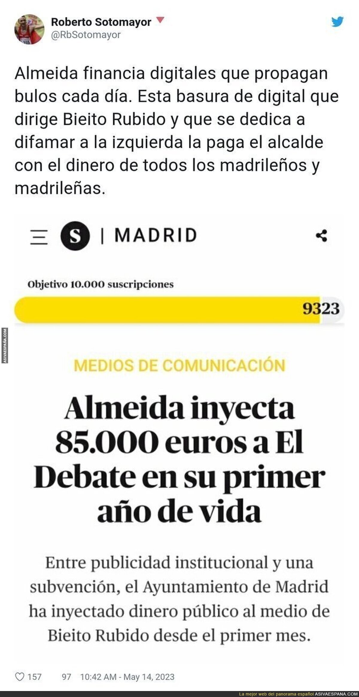 Los intereses de Almeida inyectando dinero público a diarios que publican bulos