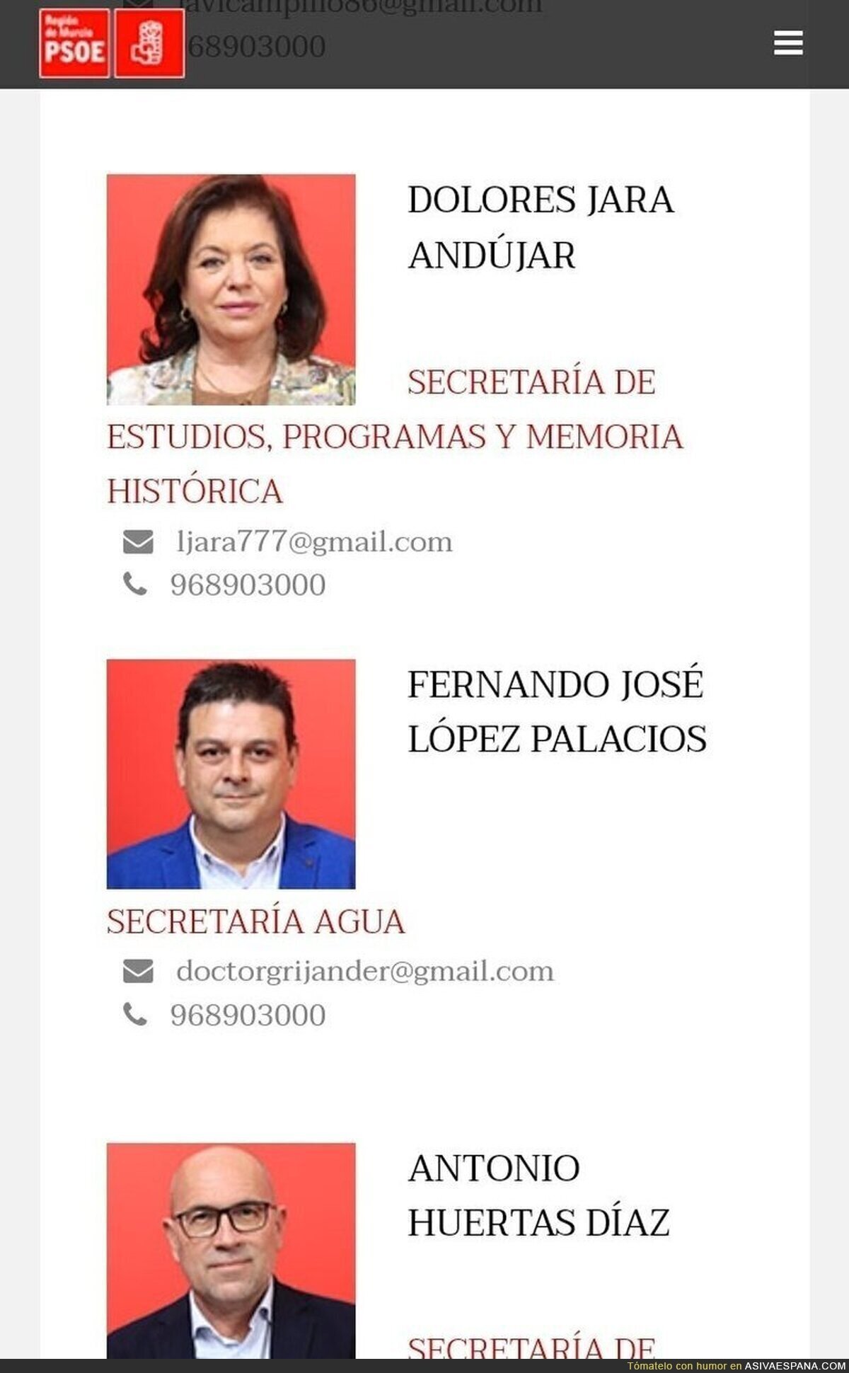 Mirad el correo de este candidato del PSOE en Murcia , por @follaldre