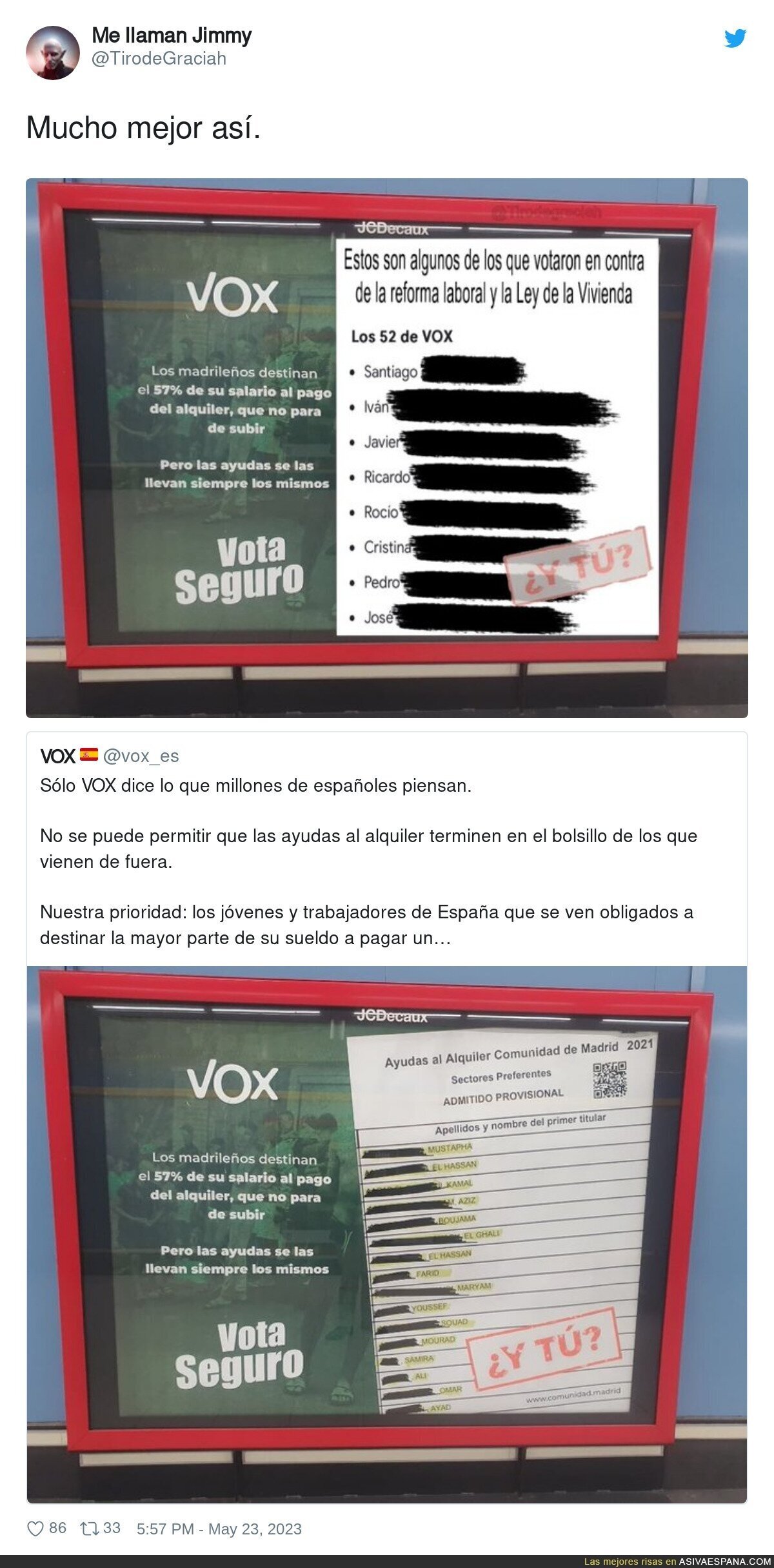 Así sí el cartel de vox, or @TirodeGraciah