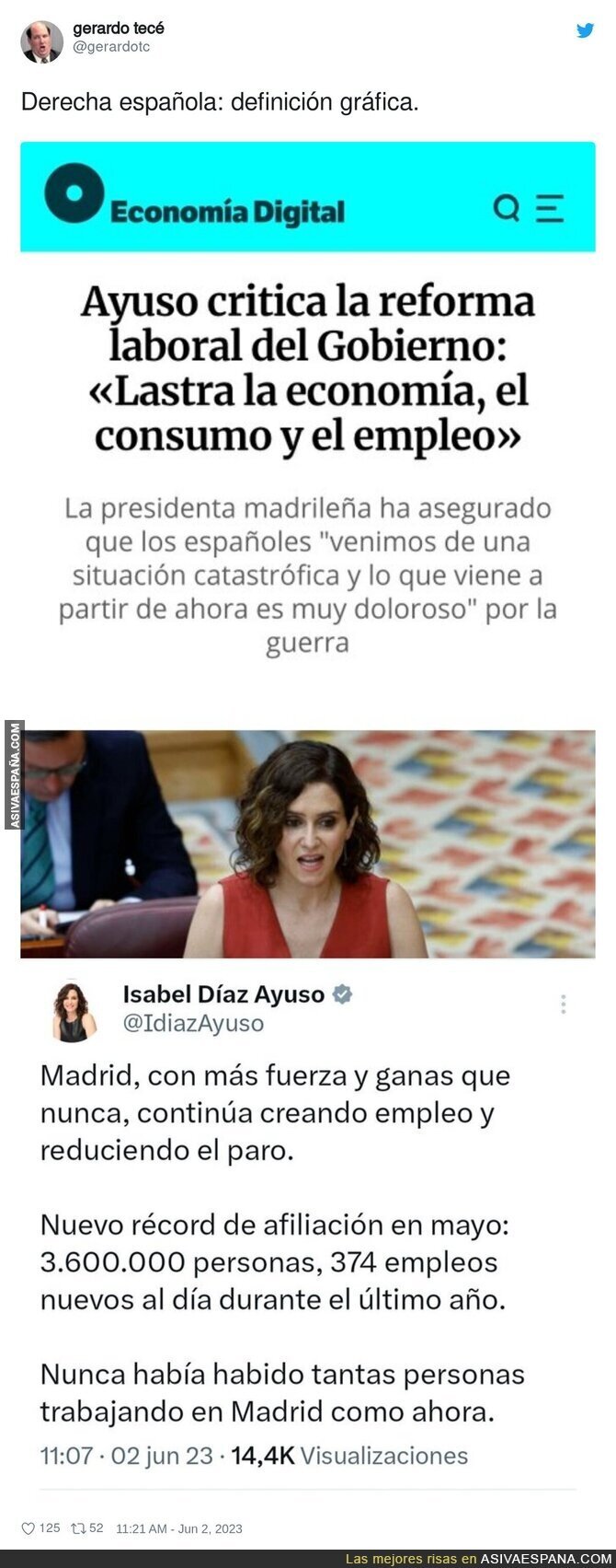 El cambio de opinión de Isabel Díaz Ayuso con la reforma laboral del PSOE