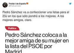 La lista de mejores amigos de Pedro Sánchez