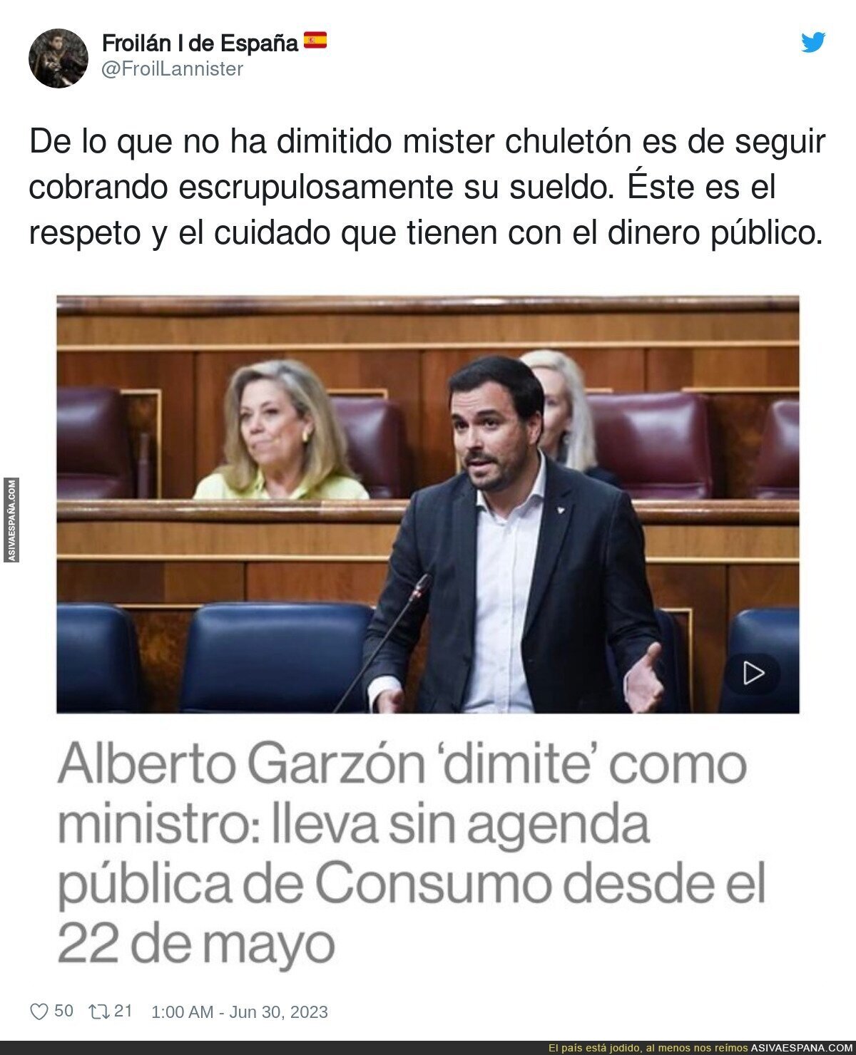 La actividad de Alberto Garzón es totalmente nula