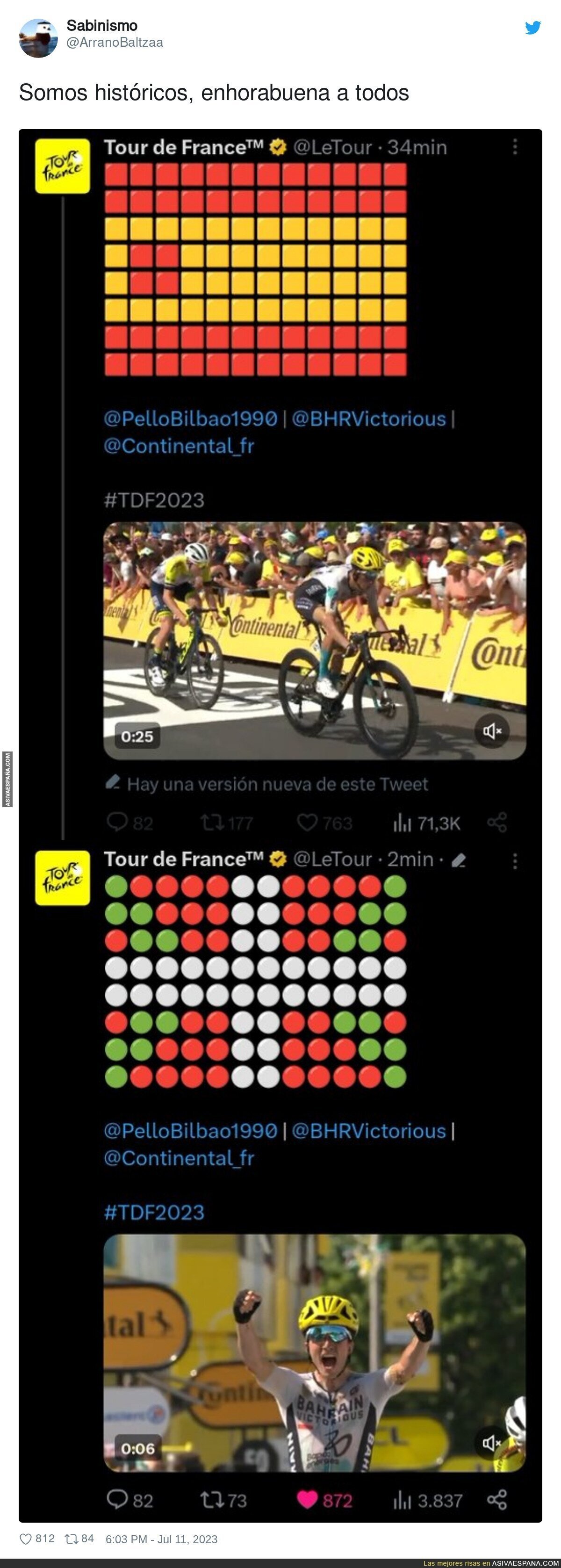 Así rectificó el Tour de Francia ante la victoria de Pello Bilbao