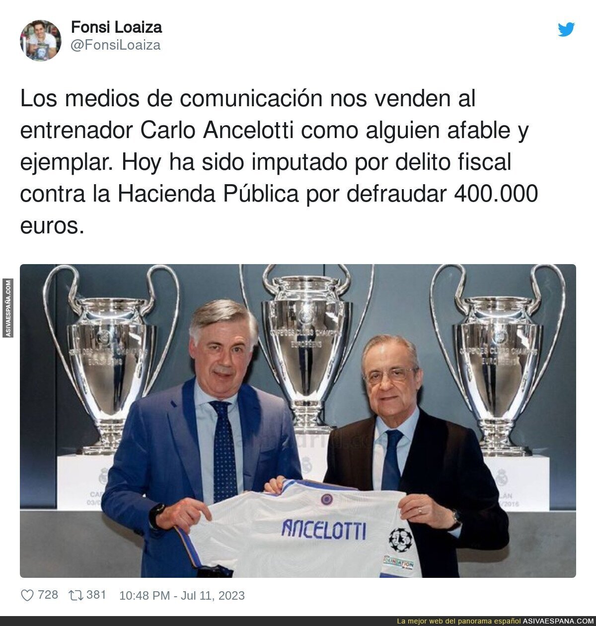 Ancelotti podria haber defraudado a Hacienda