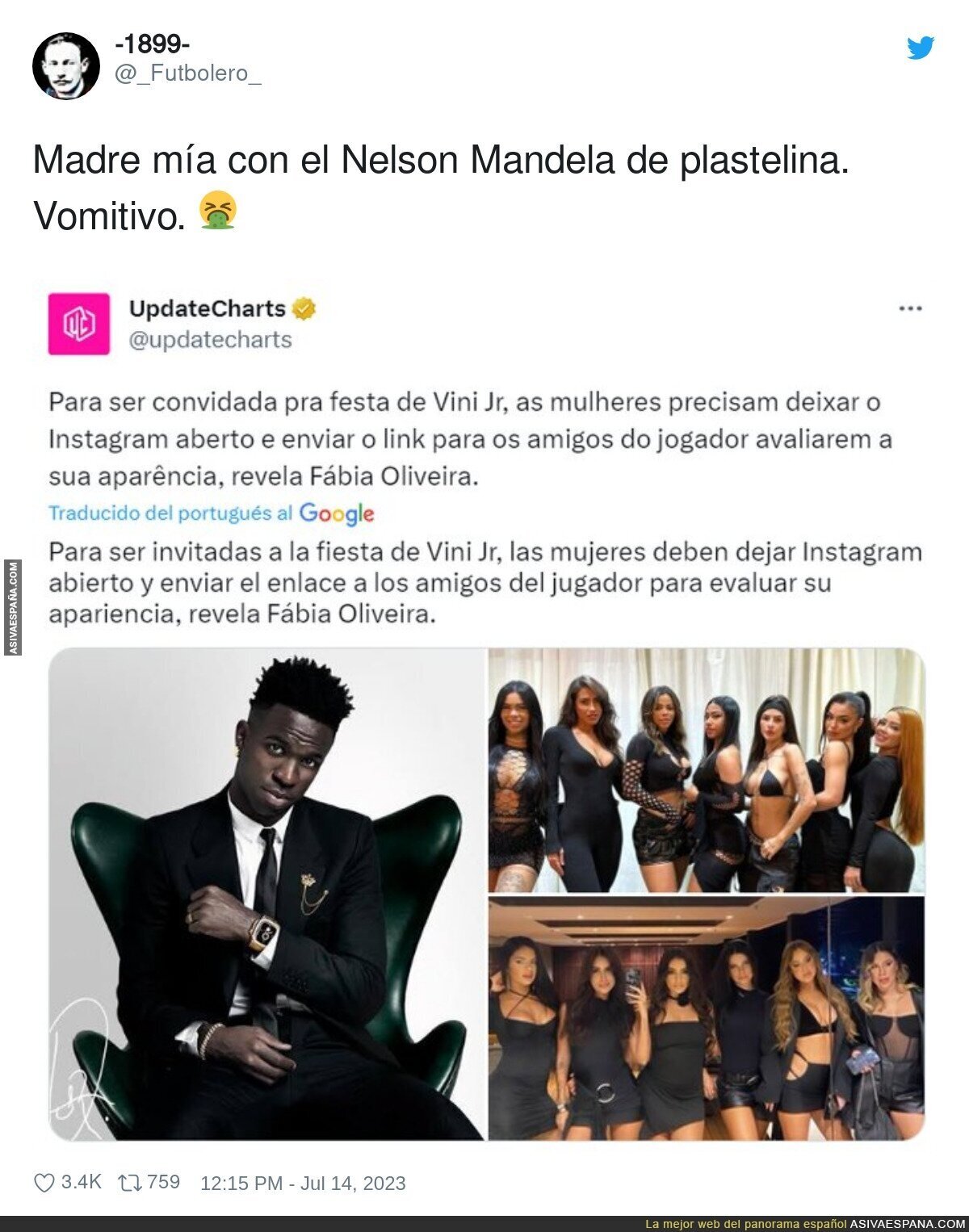 Vomitivo esto que ocurre supuestamente con Vinicius