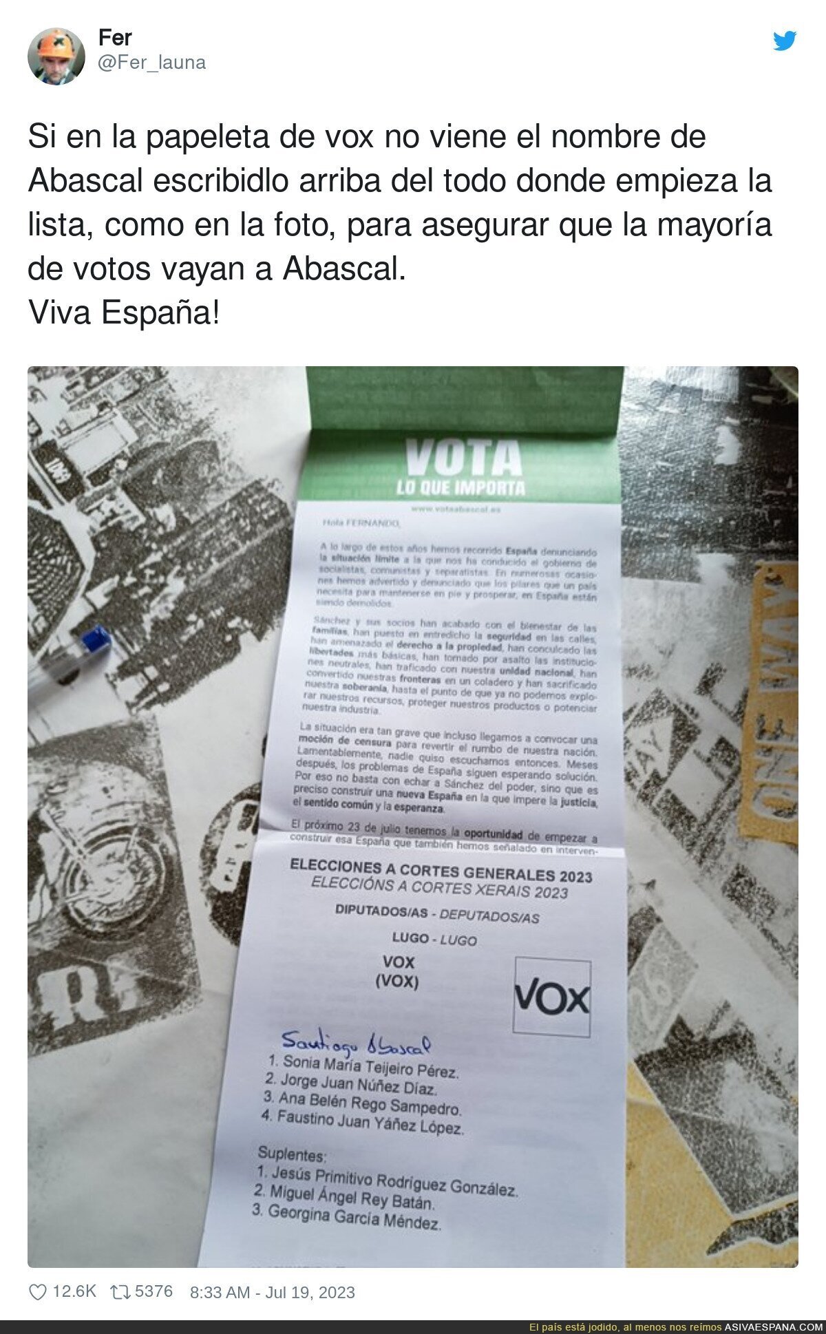 Instrucciones para votar a VOX