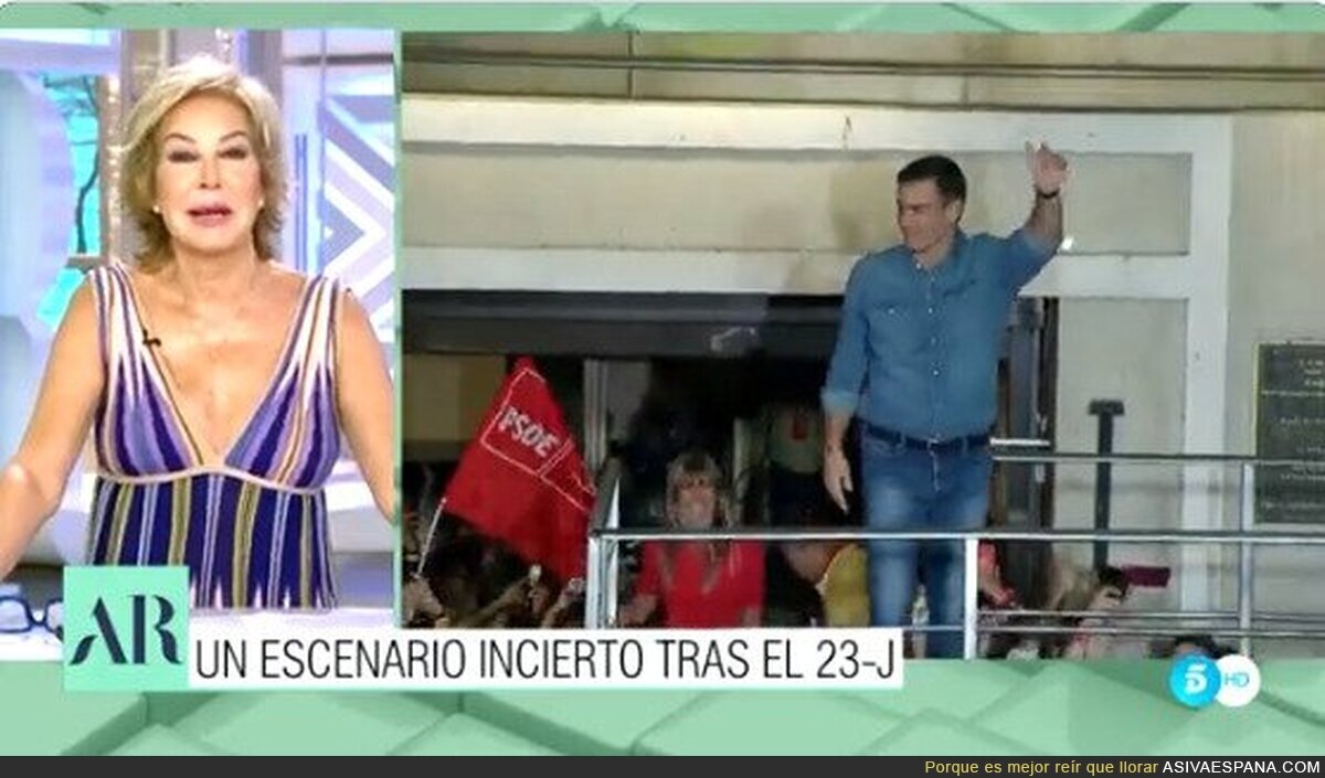 El editorial de hoy de Ana Rosa Quintana rabiando por el resultado de las elecciones. Estos 4 minutos son un auténtico goce., por @pablom_m