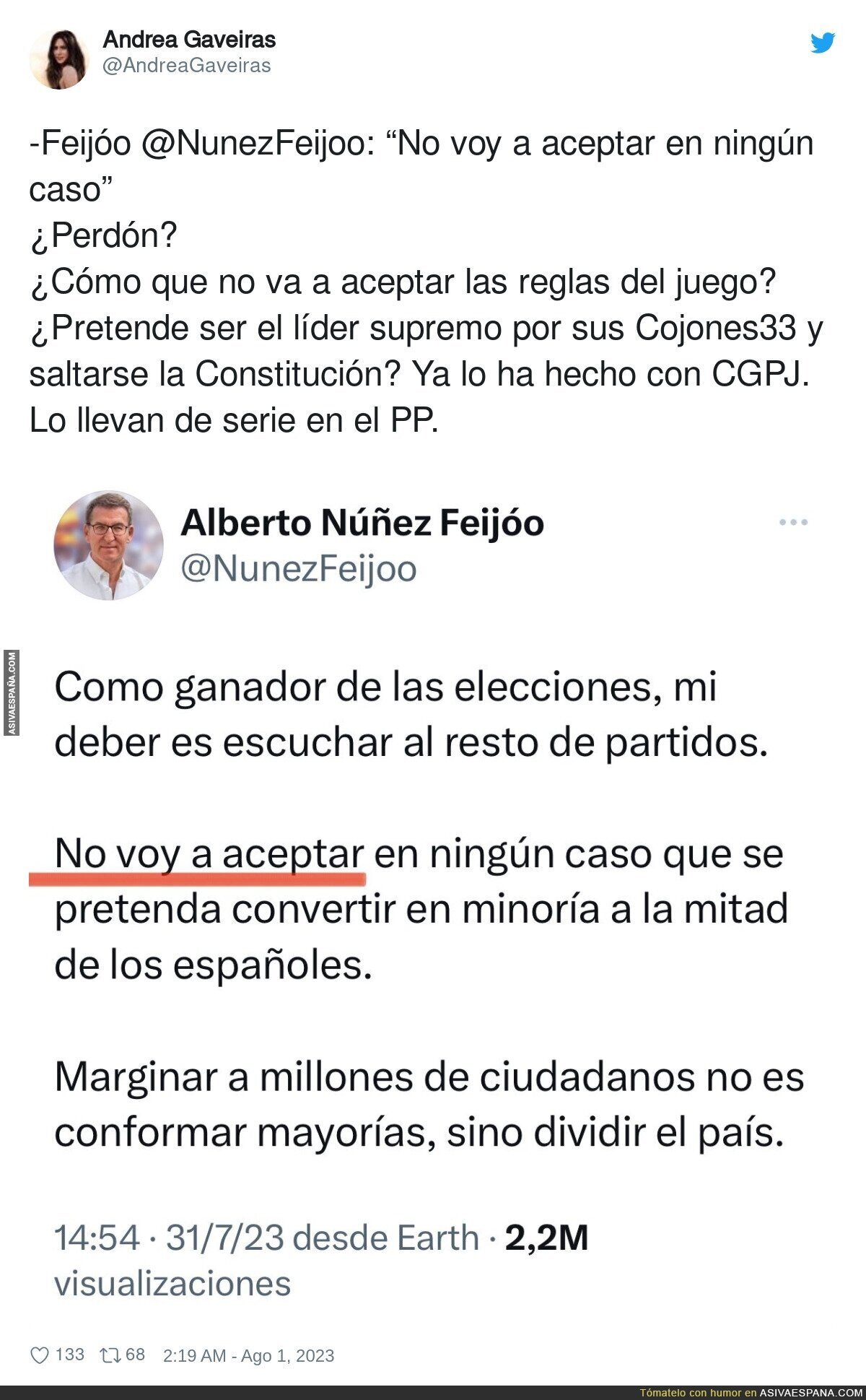 Alberto Núñez Feijóo muestra su peor cara